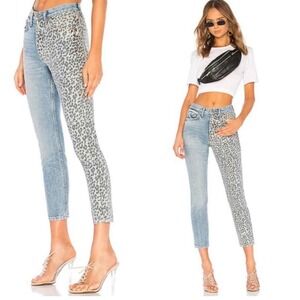 GRLFRND Revolve Jeans Karolina Tom Cat Animal Print Women 24 Blue Skinny Hi Rise